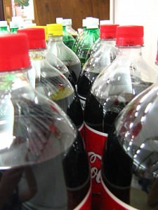Row of soda bottles