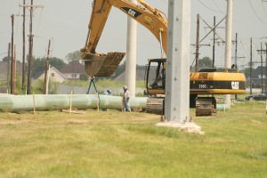 An oil pipeline being constructed