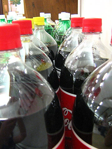 Row of soda bottles