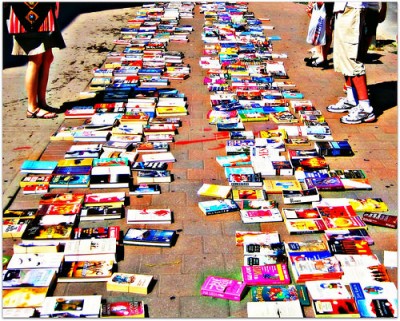 Book sale on city streets